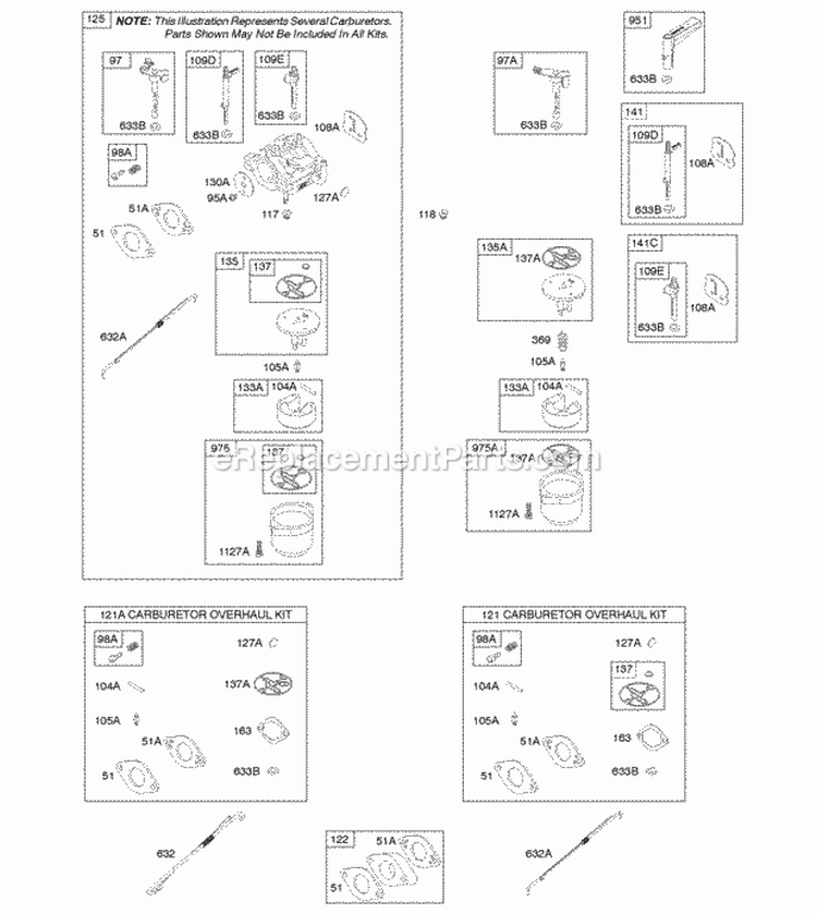 Carburetor Kit - Carburetor Overhaul Diagram and Parts List for  Briggs and Stratton